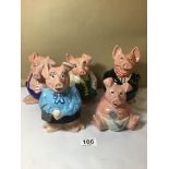 A GROUP OF FIVE CERAMIC WADE NATWEST PIGS