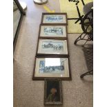 FIVE VINTAGE FRAMED PRINTS INCLUDING DAVID COPPERFIELD LARGEST 47 30 CM