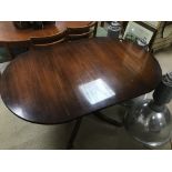 A MAHOGANY DROPLEAF TABLE ON CASTORS