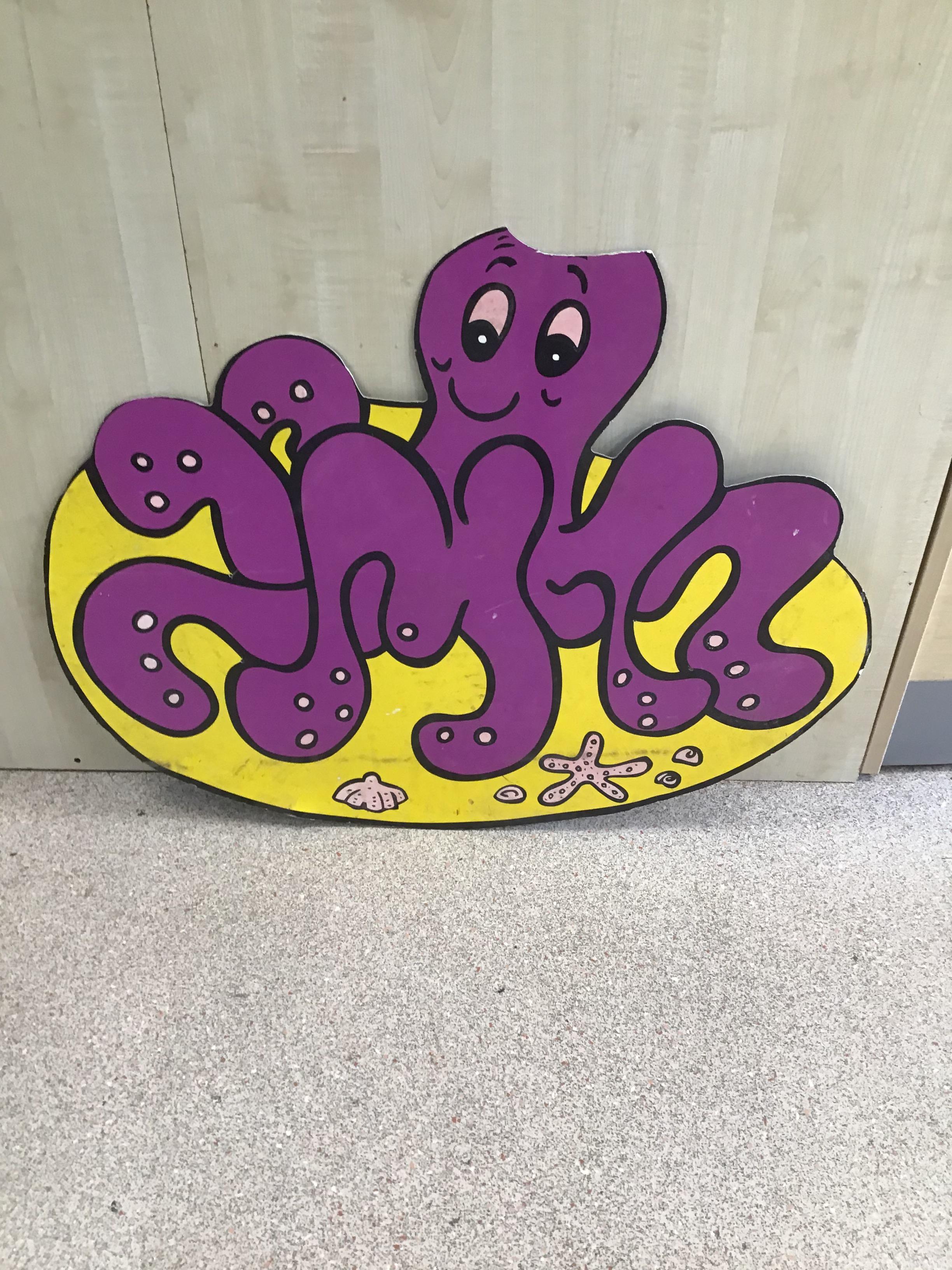 A CARDBOARD THEMEPARK RIDE SIGN OF AN OCTOPUS, 95C