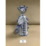 A DANISH BLUE AND WHITE CERAMIC FIGURE OF A LADY "