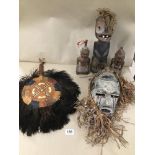 A COLLECTION OF EARLY AFRICAN ITEMS INCLUDING MASK