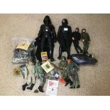 ACTION MAN AND GI JOE WITH LARGE QUANTITY OF ACCESSORIES, TWO STAR WARS FIGURES AND MORE