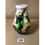 AN ART DECO BOCH FRERES KERAMIS VASE, HIGHLY DECORATED WITH POLY-CHROME DECORATION, MADE IN BELGIUM,