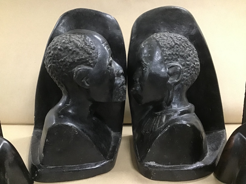 A PAIR OF HEAVY CARVED STONE AFRICAN TRIBAL BOOKEN - Image 2 of 2