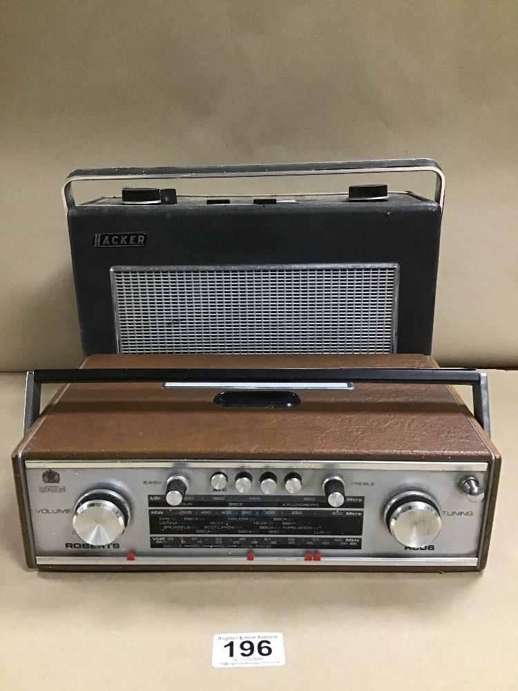 TWO VINTAGE RADIOS A HACKER SOVEREIGN 11 AND A ROB