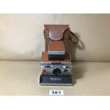 A POLAROID SX-70 LAND CAMERA IN ORIGINAL BOX WITH FLASH BAR