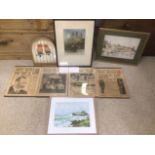 EIGHT FRAMED AND GLAZED PICTURES AND PRINTS