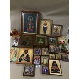 A COLLECTION OF RELIGIOUS ICONS SOME FRAMED