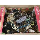 A LARGE BOX OF COSTUME JEWELLERY