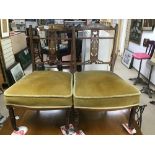 A PAIR OF CARVED INLAID BEDROOM CHAIRS