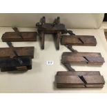 SEVEN VINTAGE CARPENTERS WOODEN PLANES