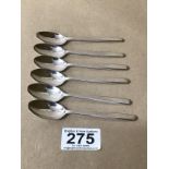 A SET OF SIX SILVER ART DECO COFFEE SPOONS, HALLMA