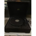 A VINTAGE HIS MASTERS GARRARD RECORD PLAYER WOODEN