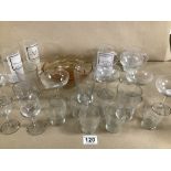 DRINKING GLASSWARE, WINE GLASSES HALF PINT GLASSES ETC