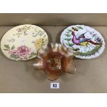 A ROYAL WORCESTER ORIENTAL SEASONS WALL PLATE 'SPRING' TOGETHER WITH ANOTHER PORCELAIN PLATE AND A