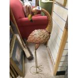 A LARGE METAL PINK FLAMINGO, 92CM HIGH