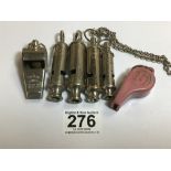 A GROUP OF SIX ACME WHISTLES, COMPRISING TWO ACME CITY, ACME SCOUT, ACME GIRL GUIDES, ACME THUNDERER