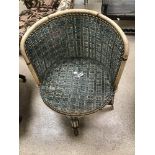 A VINTAGE WICKER AND BAMBOO CHAIR A/F