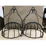 TWO PAINTED METAL HANGING BASKETS