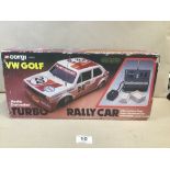 A CORGI VW GOLF RADIO CONTROLLED TURBO RALLY CAR IN ORIGINAL BOX