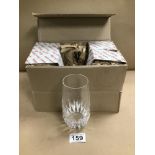 A SET OF SIX CUT GLASS DRINKING GLASSES IN ORIGINAL BOX