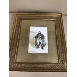 F.STRATTON, A WATERCOLOUR DEPICTING A DICKENSIAN STYLE GENTLEMAN, FRAMED AND GLAZED