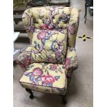A LAURA ASHLEY WING BACK ARM CHAIR