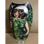 A MODERN LIMITED EDITION GOEBEL VASE 'YOUNG GIRL IN GREEN' BY TAMARA DE LEMPICKA, EDITION 346 OF