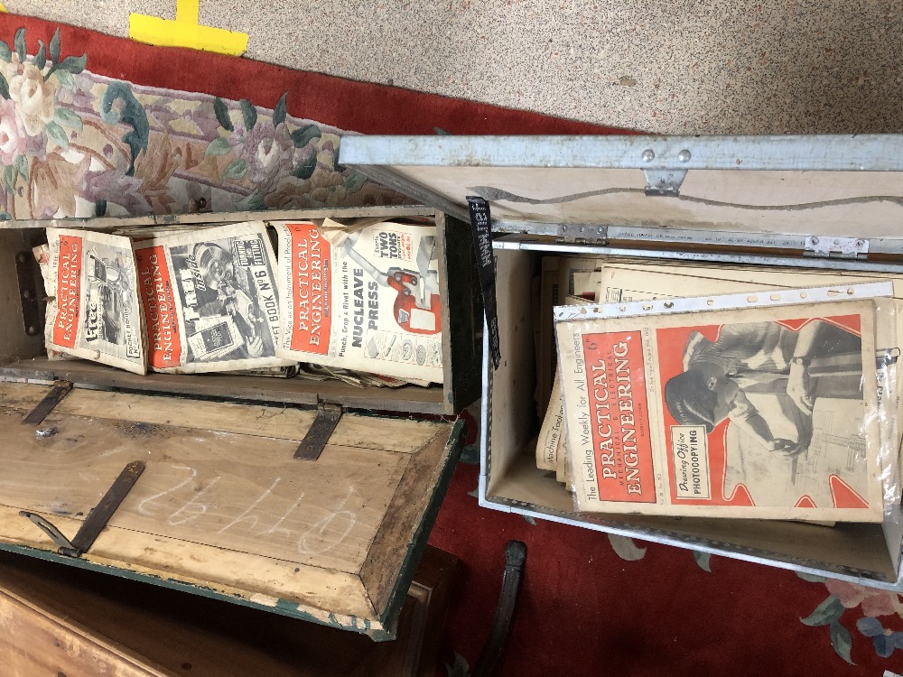 TWO VINTAGE WORK BOXES FULL WITH PRACTICAL MECHANICAL AND ELECTRICAL ENGINEERING MAGAZINES 1950'S - Image 2 of 2