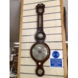 A 19TH CENTURY J PENSA AND SON MAHOGANY WHEEL BAROMETER SILVEREY DIAL