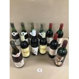 TWELVE BOTTLES OF VINTAGE FRENCH RED WINE, INCLUDING; SAINT CHINIAN 1999, ST ANDRE ROUGE IMPORTED BY