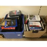 TWO BOXES OF ASSORTED DVD'S AND A TV WITH DVD PLAYER