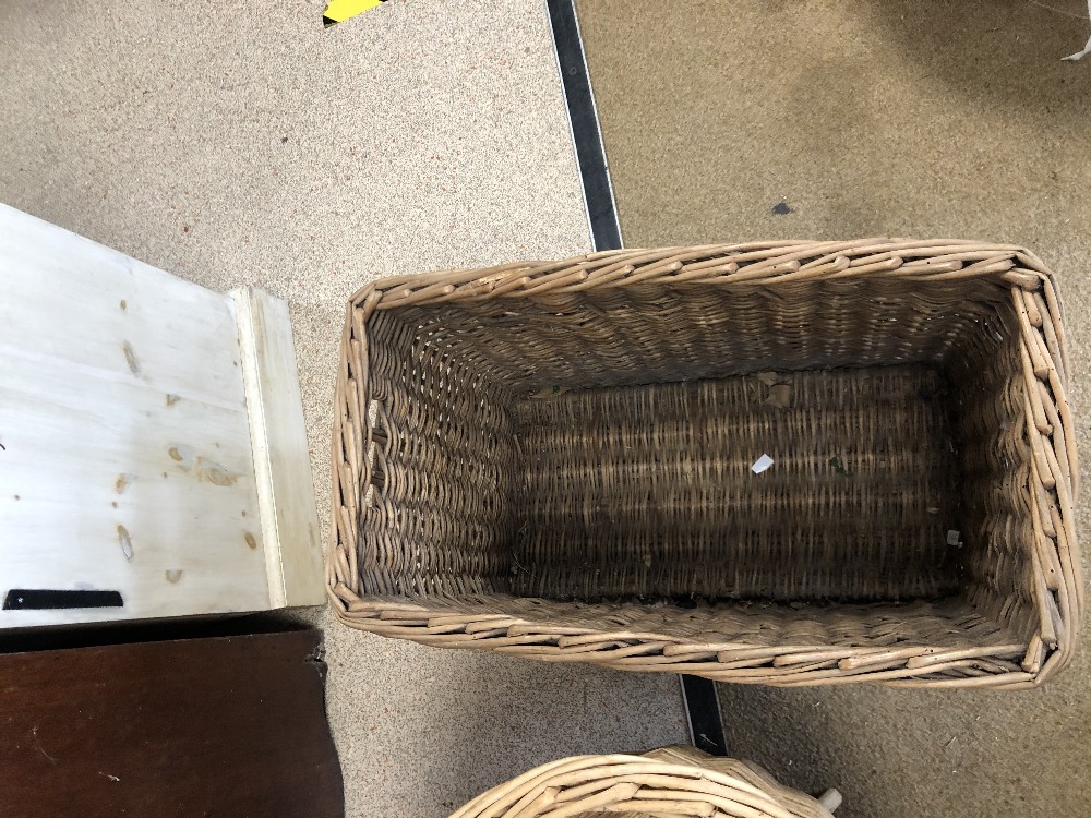 TWO VINTAGE BASKETS ONE BEING A TROLLEY