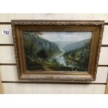 A WILLIS, AN OIL ON CANVAS DEPICTING AN EXTENSIVE RIVER LANDSCAPE, SIGNED, 30CM BY 20CM