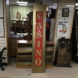 A LARGE LIGHT UP CASINO SIGN WOODEN FRAMED