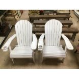 A PAIR OF ADIRONDACK CHAIRS FOLDING GARDEN CHAIRS