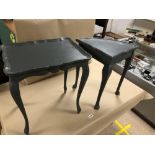 TWO PAINTED GREY SIDE TABLES