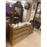 A 1901 NEW YORK DRESSING TABLE WITH A 1960'S SLIDING GLASS BOOKCASE