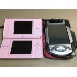 A PINK NINTENDO DS LITE AND A COMPAQ IPAQ POCKET PC