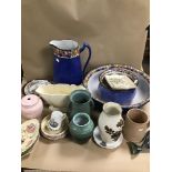 A LARGE COLLECTION OF ASSORTED CERAMICS, INCLUDING WATER JUG AND BOWL SET AND MUCH MORE