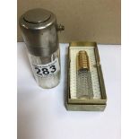 A VINTAGE KIGU OF LONDON GLASS ATOMIZER, BRITISH PAT NO 911405, IN ORIGINAL BOX, TOGETHER WITH