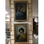 A PAIR OF ITALIAN OILS ON CANVAS'S, HEAD AND SHOULDER PORTRAITS OF PEASANT FIGURES, INDISTINCTLY