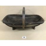 A 20TH CENTURY WOODEN SUSSEX TRUG, 51CM LONG