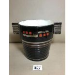 AN ART DECO BOCH FRERES LA LOUVIERE BLACK CERAMIC ICE BUCKET, MADE IN BELGIUM, NUMBERED 1275, 17CM