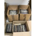 A LARGE COLLECTION OF VINYL RECORDS SINGLE'S ALBUMS, IN FOUR BOXES