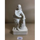 A LATE 19TH CENTURY PARIAN WARE FIGURE OF A GENTLEMAN, 25CM HIGH