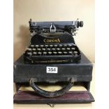 AN EARLY 20TH CENTURY CORONA STANDARD FOLDING TYPEWRITER IN ORIGINAL CASE, MADE BY THE STANDARD