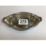 A LATE VICTORIAN SILVER OVAL BON BON DISH WITH PIERCED BORDER, HALLMARKED BIRMINGHAM 1898, MAKERS