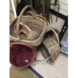 SEVEN ASSORTED WICKER BASKETS, LARGEST 45CM WIDE